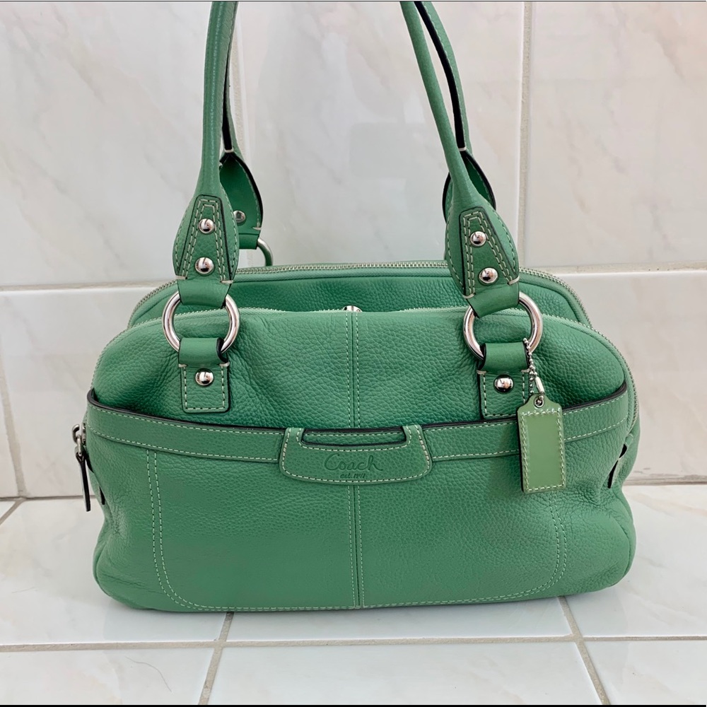 Vintage COACH Leather Green Bowler Handbag